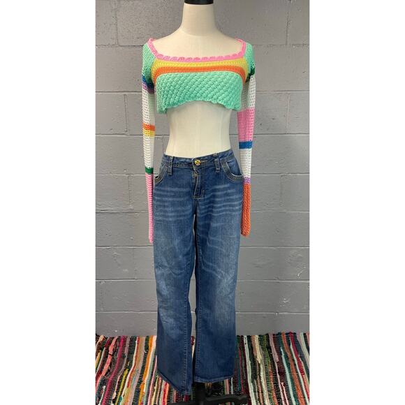 Vintage Y2K Low Rise Phat Fashions Baby Phat Jeans SZ 11 Embroidered Pockets - Picture 7 of 10